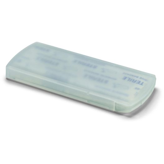 ein plastikpillenkoffer mit einem blauen etikett Pflasterbox EVAN (Bild 1)