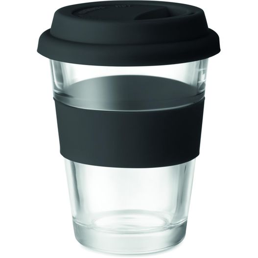 glasbecher mit schwarzem deckel und schwarzem deckel Glas Becher 350 ml ASTOGLASS (Bild 1)