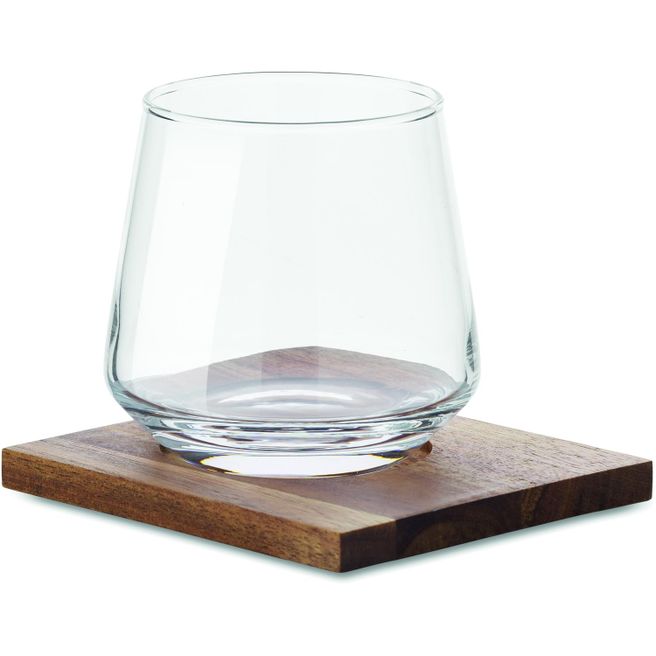 Glas mit Untersetzer DRINKS