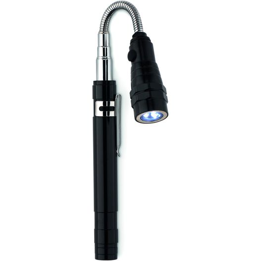 eine taschenlampe sitzt auf einer weißen oberfläche Teleskop Taschenlampe STRECH-TORCH (Bild 1)