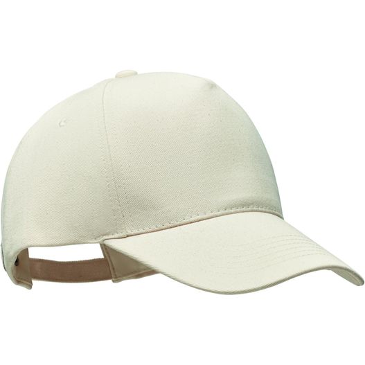 eine weiße baseballkappe mit einem lederrand Baseballkappe Organic Cotton BICCA CAP (Bild 1)