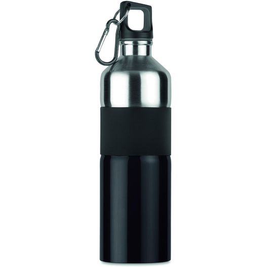 eine schwarze und silberne wasserflasche mit einem karabiner Trinkflasche 750ml TENERE (Bild 1)