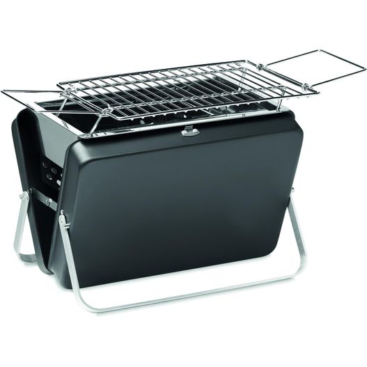 ein schwarzer grillgrill mit grillregal Tragbarer Grill BBQ TO GO (Bild 1)