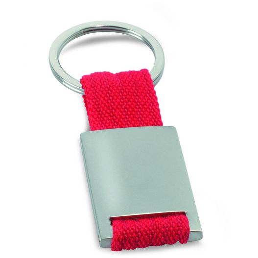 ein rotes handtuch hängt von einer metallschlüsselkette Schlüsselring TECH (Bild 1)