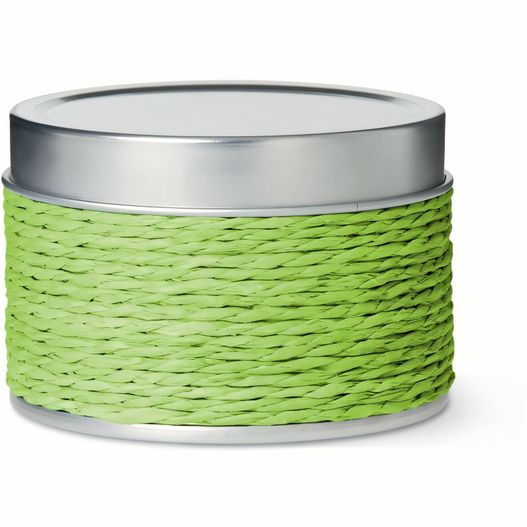 ein zinn aus grünem seil mit silbernem deckel Kerze mit Orangenduft DELICIOUS (Bild 1)