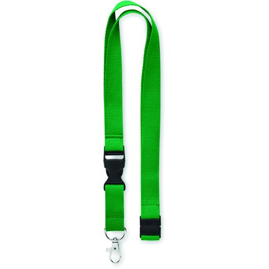 ein grüner lanyard mit schwarzer schnalle Lanyard Baumwolle 20mm MO670804 LANNYCOT (Bild 1)