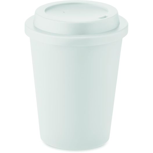 eine weiße tasse mit deckel und deckel Doppelwandiger Becher PP 300ml NOLA (Bild 1)