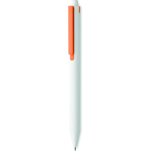ein weißer stift mit oranger spitze auf einer weißen oberfläche sitzen Druckkugelschreiber SIDE (Bild 1)