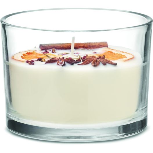 ein glas milch mit zimt und orangenscheiben Kerze im Glas 300 g CITRUS (Bild 1)