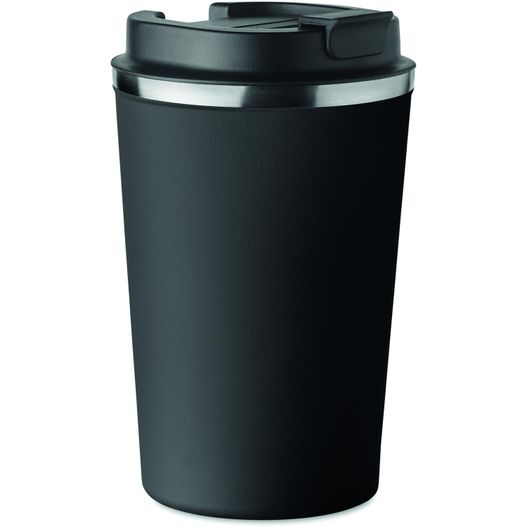 eine schwarze tasse mit deckel und deckel Doppelwandiger Becher 350ml BRACE (Bild 1)
