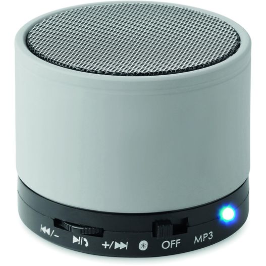 ein weißer lautsprecher mit blauem licht darauf Wireless Lautsprecher, rund ROUND BASS (Bild 1)