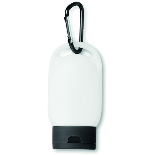 ein weißes licht mit einem schwarzen karabiner darauf Sonnencreme SUNCARE (Bild 1)