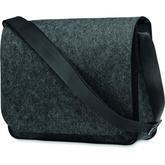 eine schwarze und graue tasche mit einem gurt Umhängetasche aus RPET-Filz BAGLO (Bild 1)