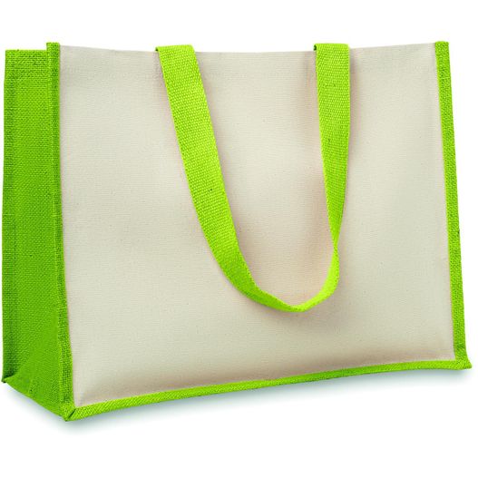 eine weiße und grüne tasche mit einem grünen griff Jute/Canvas Shopper  CAMPO DE FIORI (Bild 1)