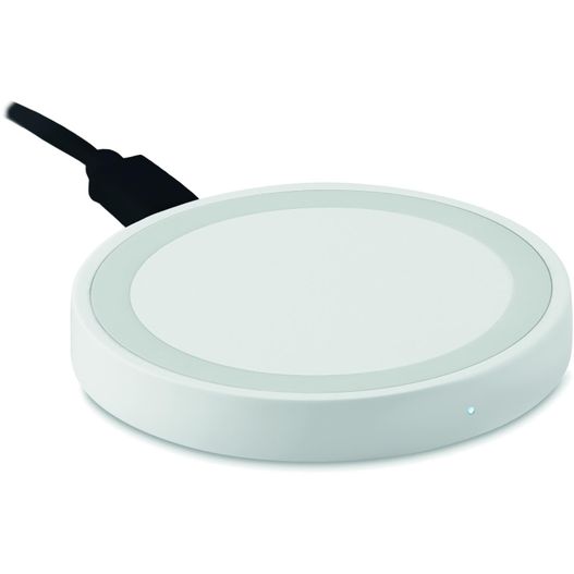ein weißes rundgerät mit schwarzem kabel Induktive Ladestation WIRELESS PLATO (Bild 1)