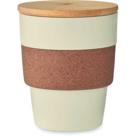 eine tasse mit korkdeckel und holzdeckel Becher PP 300 ml GALAO (Bild 1)