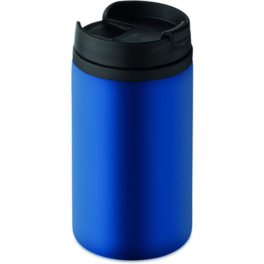 ein blauer und schwarzer reisebecher auf weißem hintergrund Trinkbecher Edelstahl 250 ml FALUN (Bild 1)