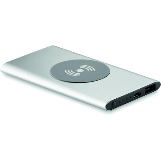 ein silbernes handy mit einer kabellosen maus oben Ladestation mit Powerbank POWER&WIRELESS (Bild 1)