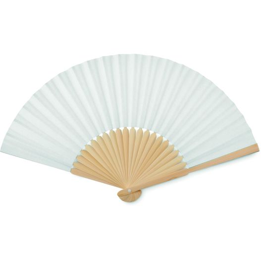 ein weißer ventilator mit einem hölzernen griff auf weißem hintergrund Fächer FANNY PAPER (Bild 1)