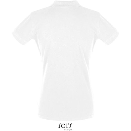 ein weißes hemd mit schwarzem logo auf der brust PERFECT DAMEN POLO 180g PERFECT WOMEN (Bild 1)