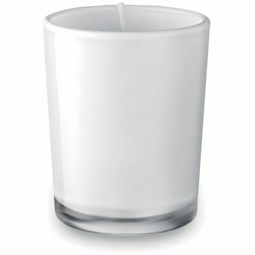 eine weiße kerze auf weißem hintergrund beleuchtet Duftkerze im Glas SELIGHT (Bild 1)