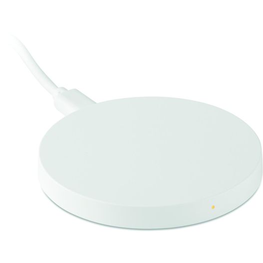 ein weißes ladegerät mit einem daran befestigten kabel Induktive Ladestation FLAKE CHARGER (Bild 1)