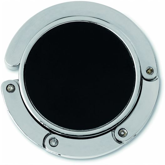 ein schwarzes und chromes porthole auf weißem hintergrund Eleganter Taschenhalter MADAME (Bild 1)