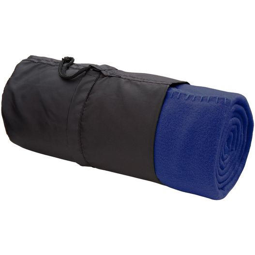 eine blaue und schwarze decke mit einer rolle Fleecedecke Basic navy - 120 x 150 cm, 180 g/m² (Bild 1)
