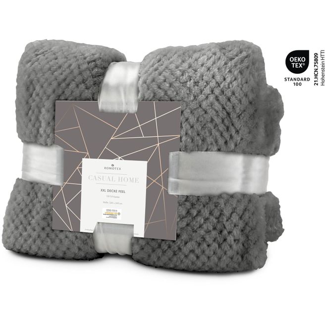 Produktabbildung XXL Decke Feel grau - 220 x 240 cm, 275 g/m² XXL Decke Feel grau - 220 x 240 cm, 275 g/m²