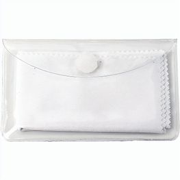 Brillenputztuch rPET - Mikrofasertuch 18 x 18 cm, in Schutzetui mit Klettpunkt