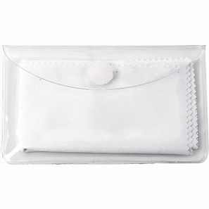 Brillenputztuch rPET - Mikrofasertuch 18 x 18 cm, in Schutzetui mit Klettpunkt