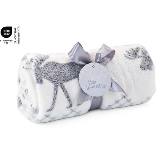 Produktabbildung Kuscheldecke Rudolph weiß/grau - 120 x 150 cm, 190 g/m² Kuscheldecke Rudolph weiß/grau - 120 x 150 cm, 190 g/m² (Bild 1)