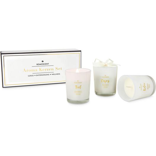 ein set von drei kerzen in einer box ROMOSCENT® Aromakerzenset Vanille (Bild 1)