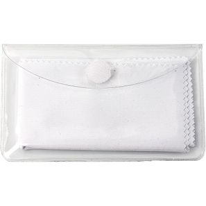 Brillenputztuch rPET - Mikrofasertuch 15 x 18 cm, in Schutzetui mit Klettpunkt