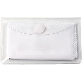 Produktabbildung Brillenputztuch - Mikrofasertuch 18 x 18 cm, in transparentem Schutzetui mit Klettpunkt Brillenputztuch - Mikrofasertuch 18 x 18 cm, in transparentem Schutzetui mit Klettpunkt