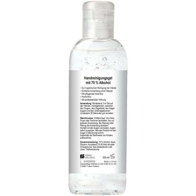 Produktabbildung 100 ml Alkoholisches Handreinigungsgel 100 ml Alkoholisches Handreinigungsgel