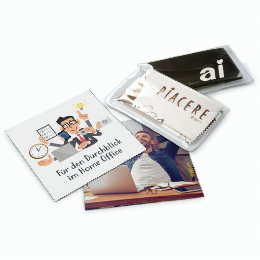 Brillenputztuch - Mikrofasertuch 18 x 18 cm, in transparentem Schutzetui (Bild 1)