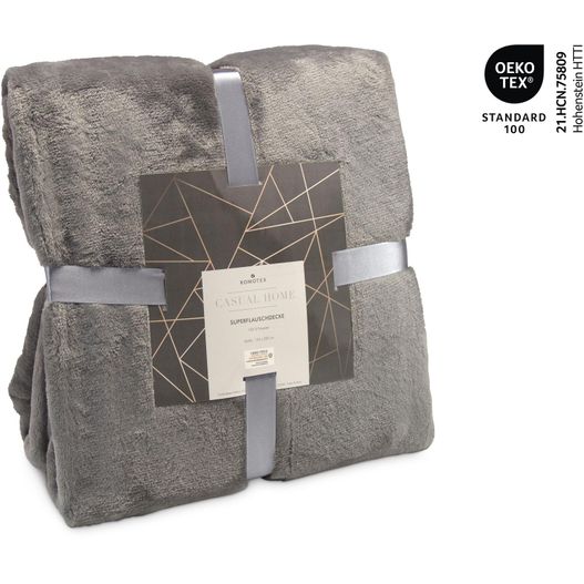 Produktabbildung Superflauschdecke grau - 150 x 200 cm, 320 g/m² Superflauschdecke grau - 150 x 200 cm, 320 g/m² (Bild 1)