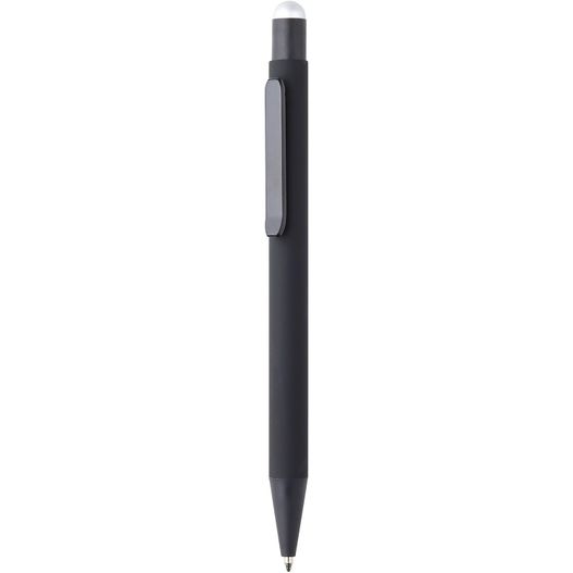 ein stift mit einem schwarzen körper und einer schwarzen spitze Druckkugelschreiber FLORES Soft & Touch Black (Bild 1)