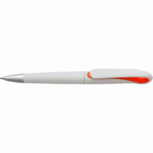 ein weißer stift mit orangen akzenten Drehkugelschreiber BALI White (Bild 1)