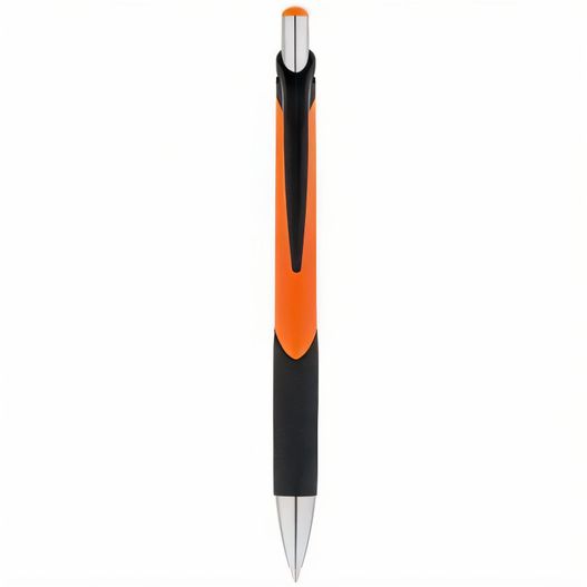 ein stift mit schwarzer spitze und orangefarbenem trimm Druckkugelschreiber ALCATRAZ Grip (Bild 1)