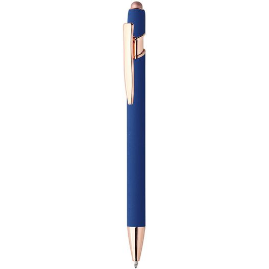 ein stift mit einer goldenen spitze und einem blauen körper Druckkugelschreiber ANACAPA Soft & Touch Ròsegold (Bild 1)