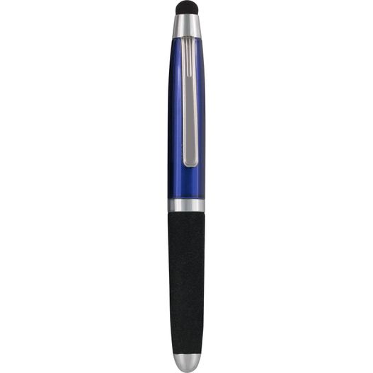 ein stift mit schwarzer spitze und blauem trimm Kappen-Kugelschreiber GOGLAND Eva-Grip Touch (Bild 1)