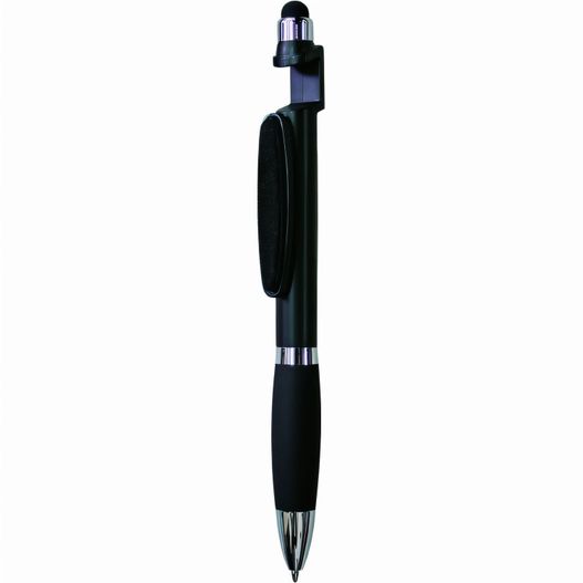 ein stift mit schwarzem körper und silberspitze Drehkugelschreiber SUMBA 4in1 Touch (Bild 1)