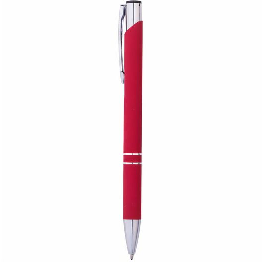 ein roter stift mit einer silbernen spitze auf weißem hintergrund Druckkugelschreiber ISABELA ALU SOFT (Bild 1)