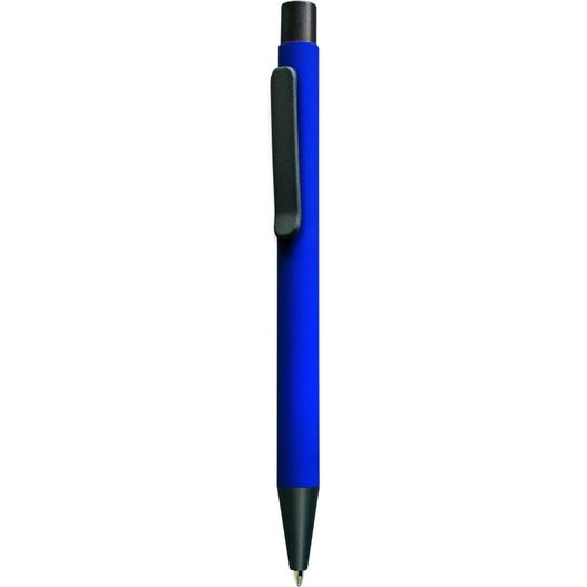 ein blauer stift mit schwarzer spitze Druckkugelschreiber NEVIS Soft GUN (Bild 1)