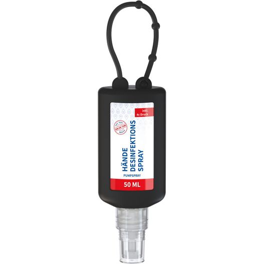 Hände-Desinfektionsspray (DIN EN 1500), 50 ml Bumper schwarz, Body Label (R-PET) (Bild 1)