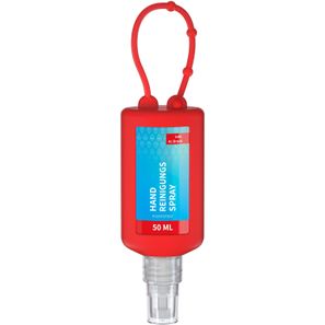 Handreinigungsspray, 50 ml Bumper rot, Body Label (R-PET)