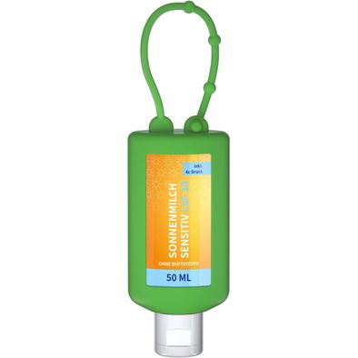 Produktabbildung Sonnenmilch LSF 30 (sens.), 50 ml Bumper (grün), Body Label (R-PET) Sonnenmilch LSF 30 (sens.), 50 ml Bumper (grün), Body Label (R-PET)