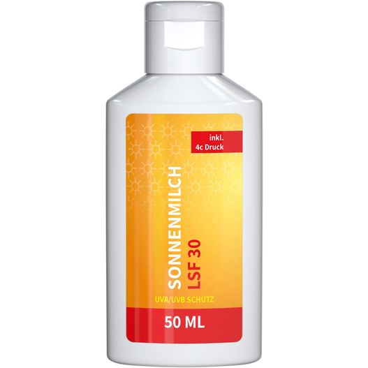 Produktabbildung Sonnenmilch LSF 30 (sens.), 50 ml, Body Label (R-PET) Sonnenmilch LSF 30 (sens.), 50 ml, Body Label (R-PET) (Bild 1)